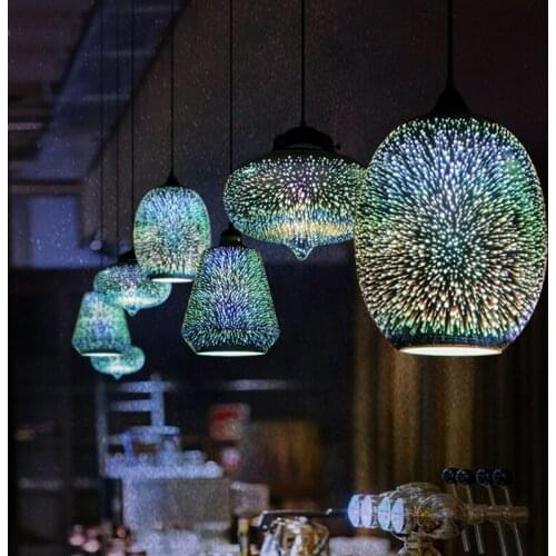 Modern 3D Colorful Starry Sky Pendant Light Glass Ball LED Indoor Lighting Home Decor Salon Kitchen Restaurant Living room