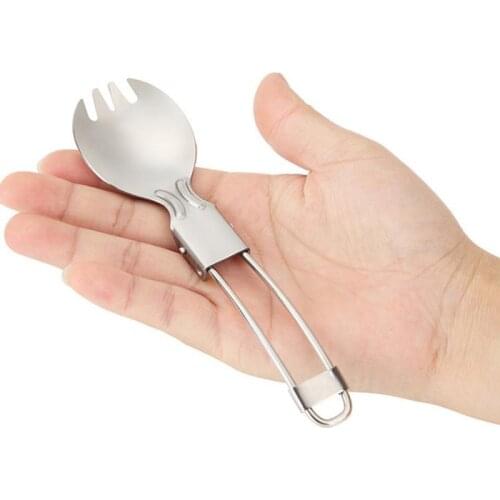 Stainless Steel Cutlery Folding Spoon Fork Ceramic Cutlery Camp Cooking Supplies Outdoor Tableware Camping & Hiking Tableware