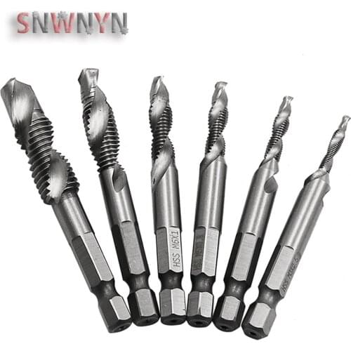 1pc Thread M3 M4 M5 M6 M8 M10 Screw Tap Drill Bits Hss Taps Countersink Deburr Metric High Speed Steel 1/4 IN Quick Change Hex