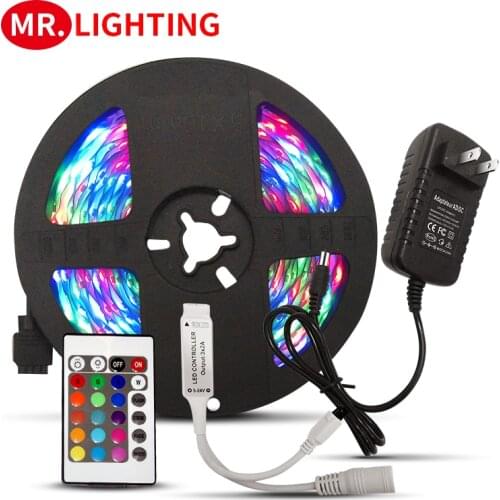 LED lamp with flexible diode ribbon DC 12V SMD 5050 2835 RGB 24Key supply remote Wifi IR Controller adapter waterproof lighting