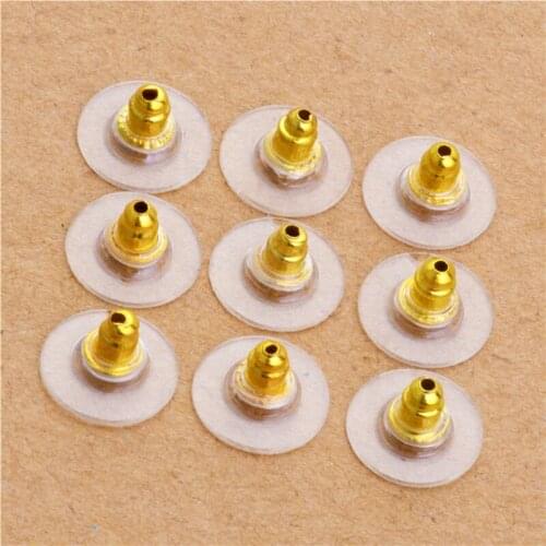 100pcs/Lot Gold Silicone Rubber Earring Backs Stopper Earnuts Stud Earrings For Women Diy Jewelry Findings Parts Ear Plugging