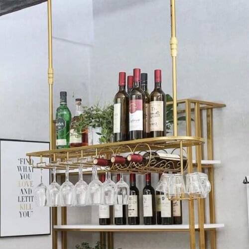 Iron Bar Hanging Wine Cabinet Hotel Hanging Wine Rack Hanging Wine Glass Shelf Upside Down Storage Rack Wine Cup Rack