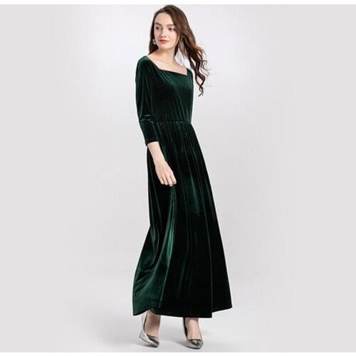 England style women Autumn square collar elegant vintage velour dress,brand winter velvet party dress plus size M-6XL Vestidos