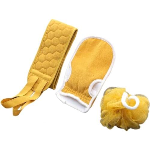 1 Set Bath Towel Multi-use Strong Friction Fiber Scrub Wear-resistant Wash Massage Body Exfoliator Towel for Home 4 Colors