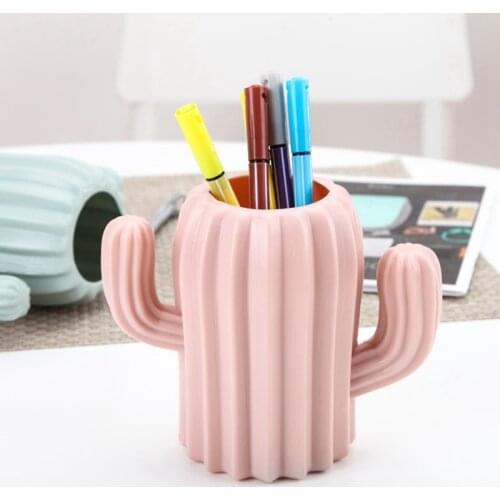 1PCS Creative Cactus Desktop Organizer Pen Holder Desktop Organizer School Office Pencil Holder Organizer Cute Desk Accessories