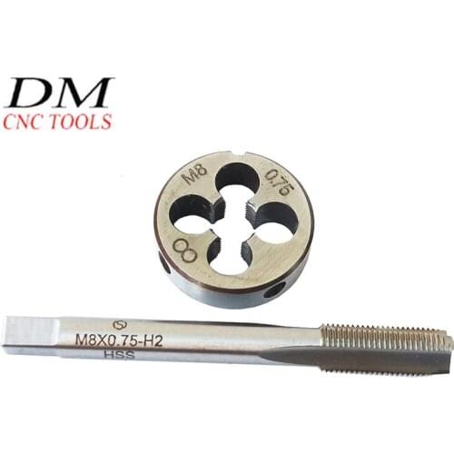 1pcs M8×0.75 tap +1pcs Die Thread Tap And Round Thread Die Right Hand HSS Taper