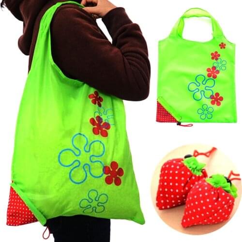 1Pcs Portable Strawberry Eco-friendly Reusable Nylon Handbag Foldable Shopping Tote Bag Vegetable Grocery Fruit Bags