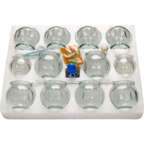 12pcs large size Massage Cup Sucker Vacuum Glass Cupping Body Fire Jar Cup Therapy Cup Set Acupuncture body back massage