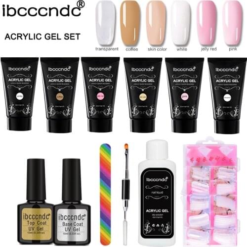 12pcs/Set Nail Extension Set Polygels Quick Nail Builder Gel Polish Base And Top Coat Slip Solution Nail Form Tips Nail Tool