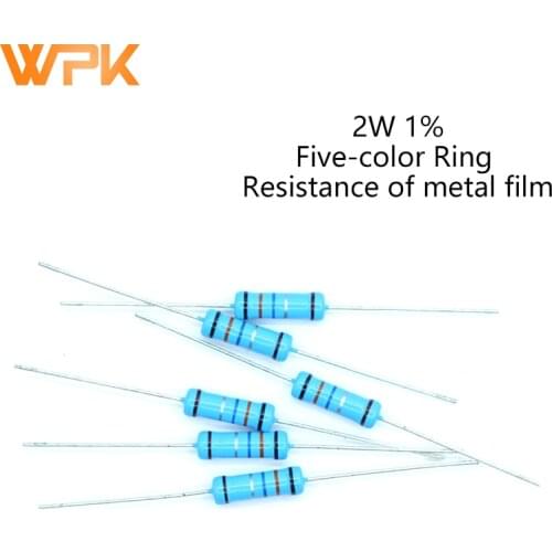 20Pcs 2W Metal Film Resistor 0R-22M 1% Tolerance 1R 2.4R 3R 4.3R 10R 16R 43R 51R 100R 390R 820R 1K 10 Ohm Resistance Electronics