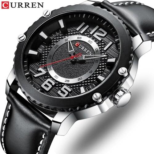 2019 Fashion CURREN Simple Fashion Watch Men New Casual Quartz Watches Business black Leather Wristwatches for Men A Gift 8341