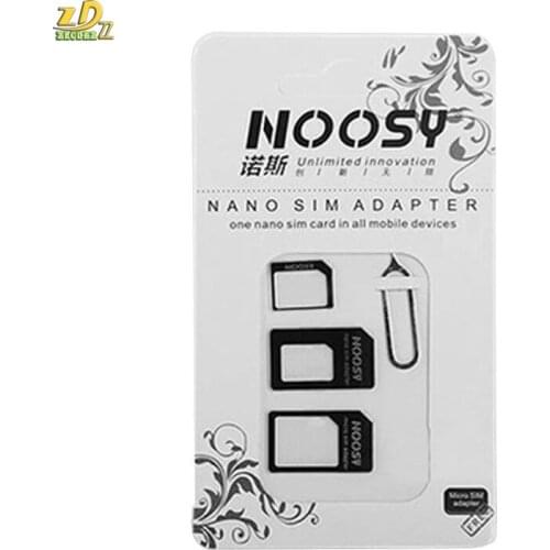 4in1 Noosy Nano Sim Card Adapter + Micro Sim cards adapter + Standard SIM Card Adapter + sim card needle pin For iPhone 3000 set