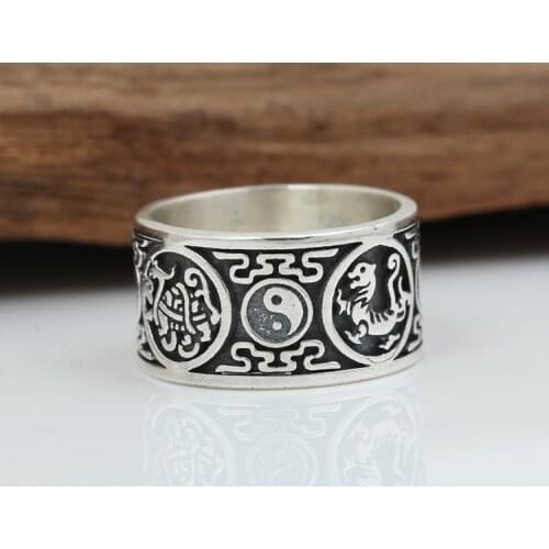 925 STERLING SILVER diagram mythical animal punk RING jewelry Men gift A5755