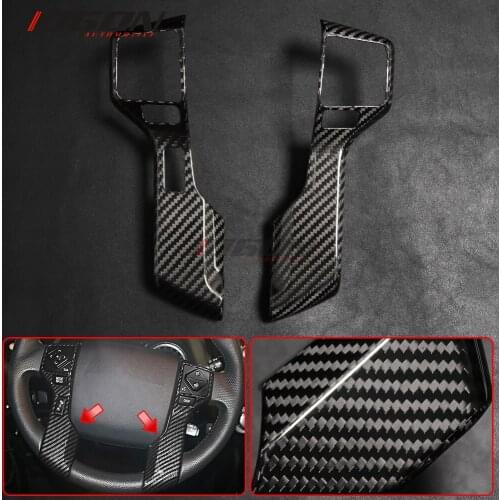 Car Accessories Real Carbon Fiber Inner Steering Wheel Button Trim For Toyota 4Runner Sequoia Tacoma Tundra TRD SR5 2010-2020