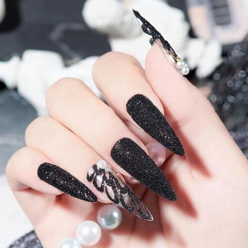 Shining Sugar Nail Powder Hair Wool Shining Nail Art Dust Pigment DIY Nail Powder Nail Black Decoration Glitter Dipping Art N7P2