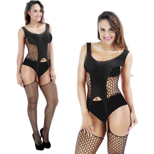 Fishnet Bodysuits Catsuit Womens Transparent Open Crotch Sex Clothes See Through Body Stockings Mesh Mesh Hot Erotic Lingerie