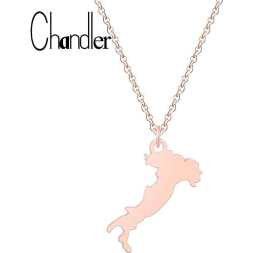 Chandler Italy Map Pendant Necklaces Tiny Stainless Steel Charm Italian Maps Jewelry Gifts Simple Clavicle Chain Collana Chokers