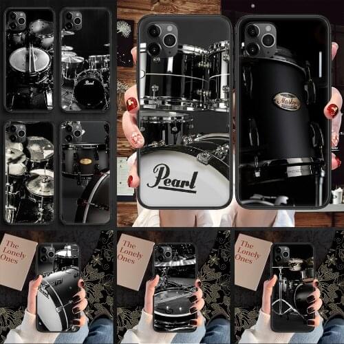 Musical Instrument Drum Phone Case Cover Hull For iphone 5 5s se 2 6 6s 7 8 12 mini plus X XS XR 11 PRO MAX black pretty prime