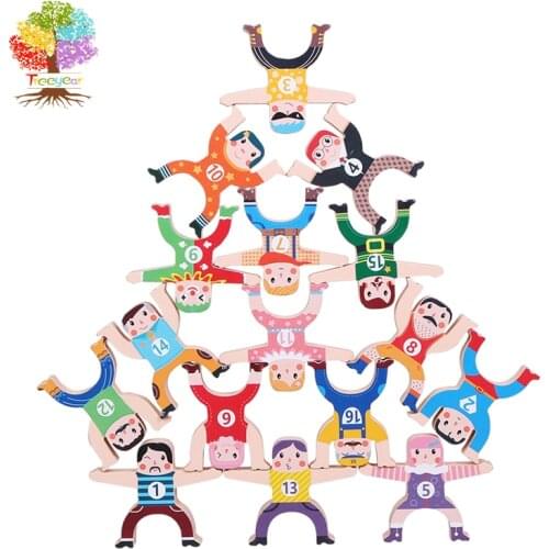 Treeyear Wooden Stacking Toys, Wooden Toys Stacking Blocks - Wooden Blocks for Stacking - Toddler Toys with Storage Bag - Stacki