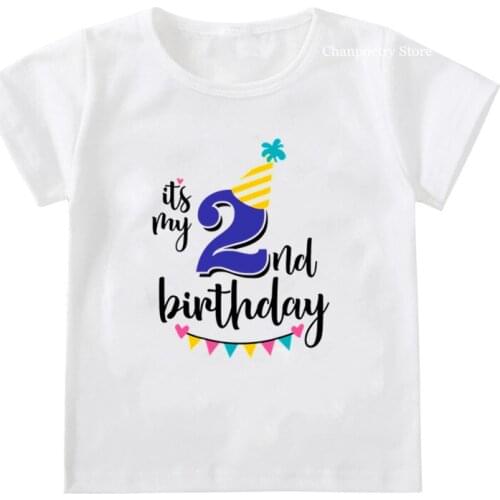 2020 Happy Birthday Children T-shirt for Boys Girls Short Sleeve Toddler Kids Party Clothes for 1 2 3 4 5 6 7 8 Years Old Child