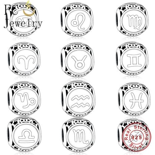 FC Jewelry Fit Original Brand Charm Bracelet 925 Sterling Silver 12 Constellation Star Zodiac Cancer Bead For Making Berloque