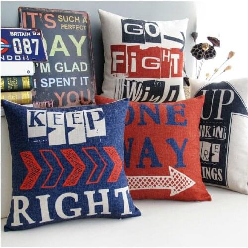 Arrow&one-way street & Inspirational cotton cushion pillow Linen cushionss cushion home Decor sofa cushions