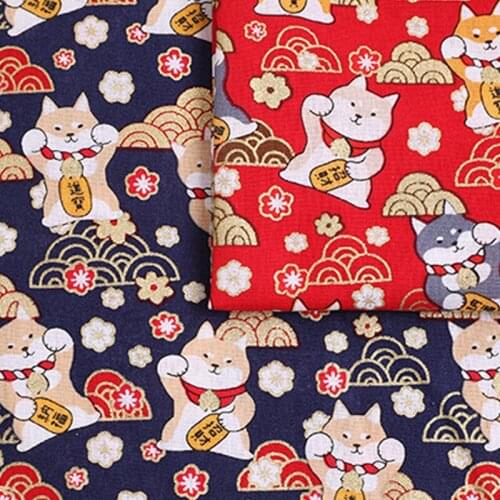 150cm*100cm Japanese Style Cartoon Dog Printing Cotton Fabric Cute Shiba Inu Printed Cloth Diy Sewing Quilting Crafts