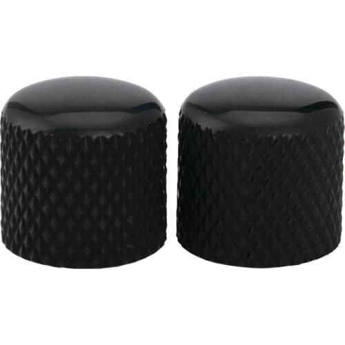 Musiclily Pro Metric Size Steel Tele Dome Knobs for Import Fender Telecaster Electric Guitar/ Precision Bass, Black (Set of 2)
