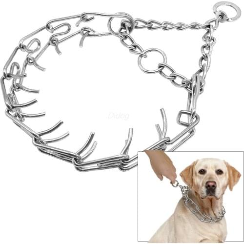 Professional Metal Pinch Dog Training Chain Collar Prong Pet Choke Collars