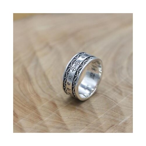 100% 925 Silver Tibetan Marici Bodhisattva Words Ring Vintage Pure Silver Marici Bodhisattva Mantra Ring Good Luck Ring