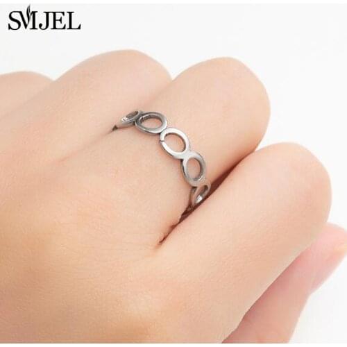 Hiphop Rock Stainless Steel Geometry Circular Punk Rings Gold Color Finger Accessories Buckle Joint Tail Ring for Women Jewelry