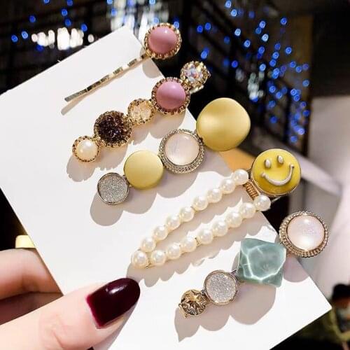 Combined Pearl Water Drill Crystal Hair Clip Net Red Word Clip Edge Clip Hair Accessory Headdress Liu Hai Clip