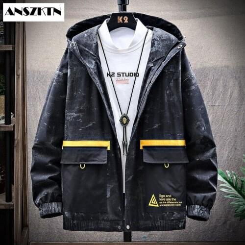 ANSZKTN Hooded Mens Bomber Jacket Autumn Winter Casual Outwear Windbreaker Jackets Male Fashion Baseball Slim Fit Coat Clothing