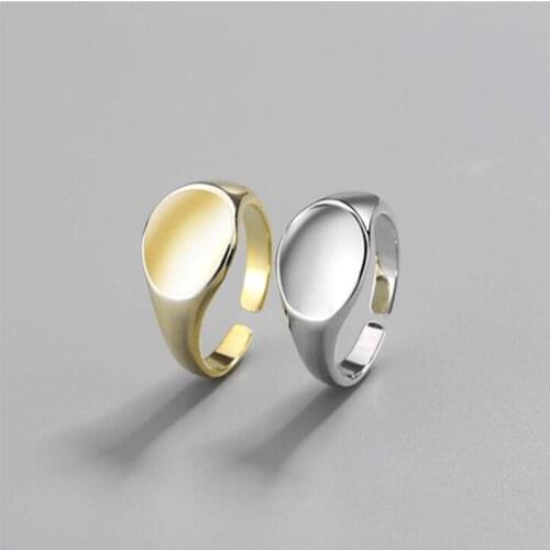 Minimalism Stripe Texture Smooth Wide Index Finger Rings Opening Fashion Luxury Geometric Jewelry Sweet Couple Engagement Gift