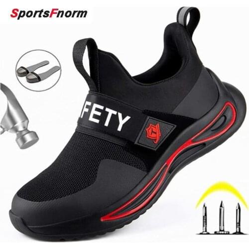 Men Safety Work Shoes With Steel Toe Cap Indestructible Puncture-Proof Shoes Boots Summer Lightweight Breathable Sneakers 2021