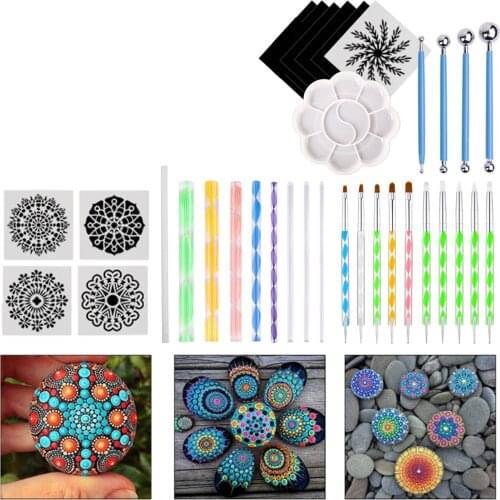 16/18/34/35 PCS DIY Mandala Dotting Tools Set Artist Painting Brush Supplies Student School For Painting Rocks Coloring Drawing