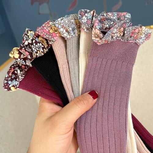 Princess Baby Girls Socks Flower Edge Kids Children Long Socks Soft Cotton Infant Toddler Knee High Socks