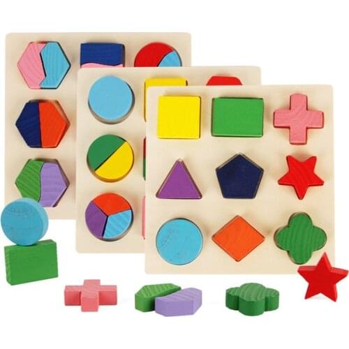 2021 new Wooden Geometric Shapes Sorting Math Montessori Puzzle Preschool Learning Educational Game Baby Toddler Toys Children