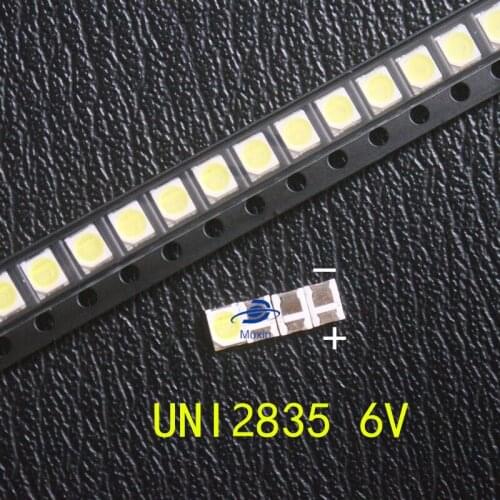 Original UNI LED 3528 2835 1210 Light Beads High Power 500PCS/lot 1W 6V Cool white For LED LCD TV Backlight Applicatio
