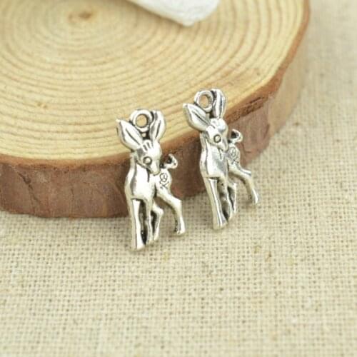 25 pcs/lot 19*8 mm antique silver plated deer charms 2302