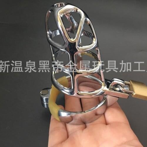 Stainless Steel Chastity Belt Metal Cock Cage for Men with Curved Penis Ring Sex Toys Chastity Device Erotic Bdsm Bondage S0258