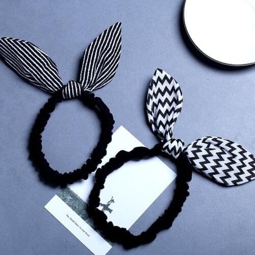 1 cute girl hair band bohemian bronzing rabbit ears bow hair band elastic elastic ribbon flower hair band accessories