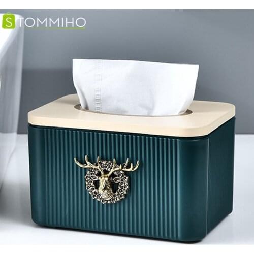 STOMMIHO Tissue Box Household Elk Paper Towel Holder Desktop Tissue Multifunctional Luxury Creative Storage Coffee Table