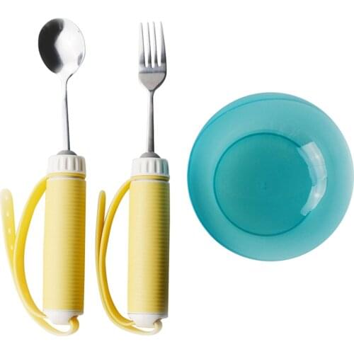 Hemiplegia Elderly Disabled Tableware Eat Food Fork Spoon Anti-shake Anti-splash Tool LBShipping