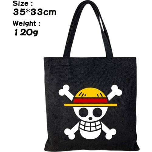 New Anime One Piece Skull Students Shoulder Storage Bags Shopping Tote Bags for Men and Women Portable Canvas Satchel Handbags