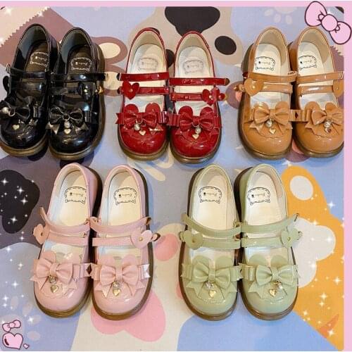 Japanese sweet lolita shoes kawaii girl tea party princess kawaii shoes round head retro lace bowknot women shoes loli cosplay