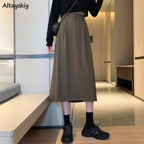 Skirts Women A-line All-match Solid Folds Empire Fashion No-Lined Ins New Design Breathable Thin Summer Streetwear Korean Casual