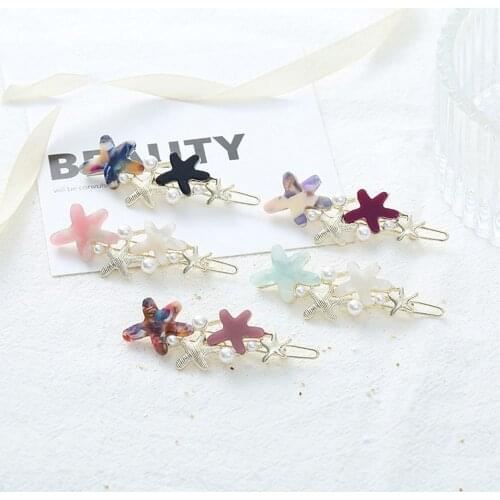 1 Pc New Fashion Hairpin Acetate Plate Jewelry Five-pointed Star Metal Hairpin Starfish Hairpin Accessories Beauty Styling Tools