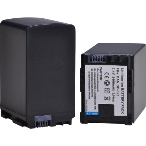 2Pc 3400mAh BP-827 BP 827 Camera Battery for Canon BP-819 BP-807 BP-809 HG31 XA10 HF20 HF10 HF100 HF100E HG20 HG21 HF11 HFS100