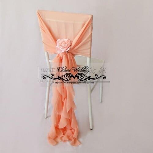 250 PCS Peach Chiffon Chair Cover Sheer Chair Sash Elegance Willow Chair Cap